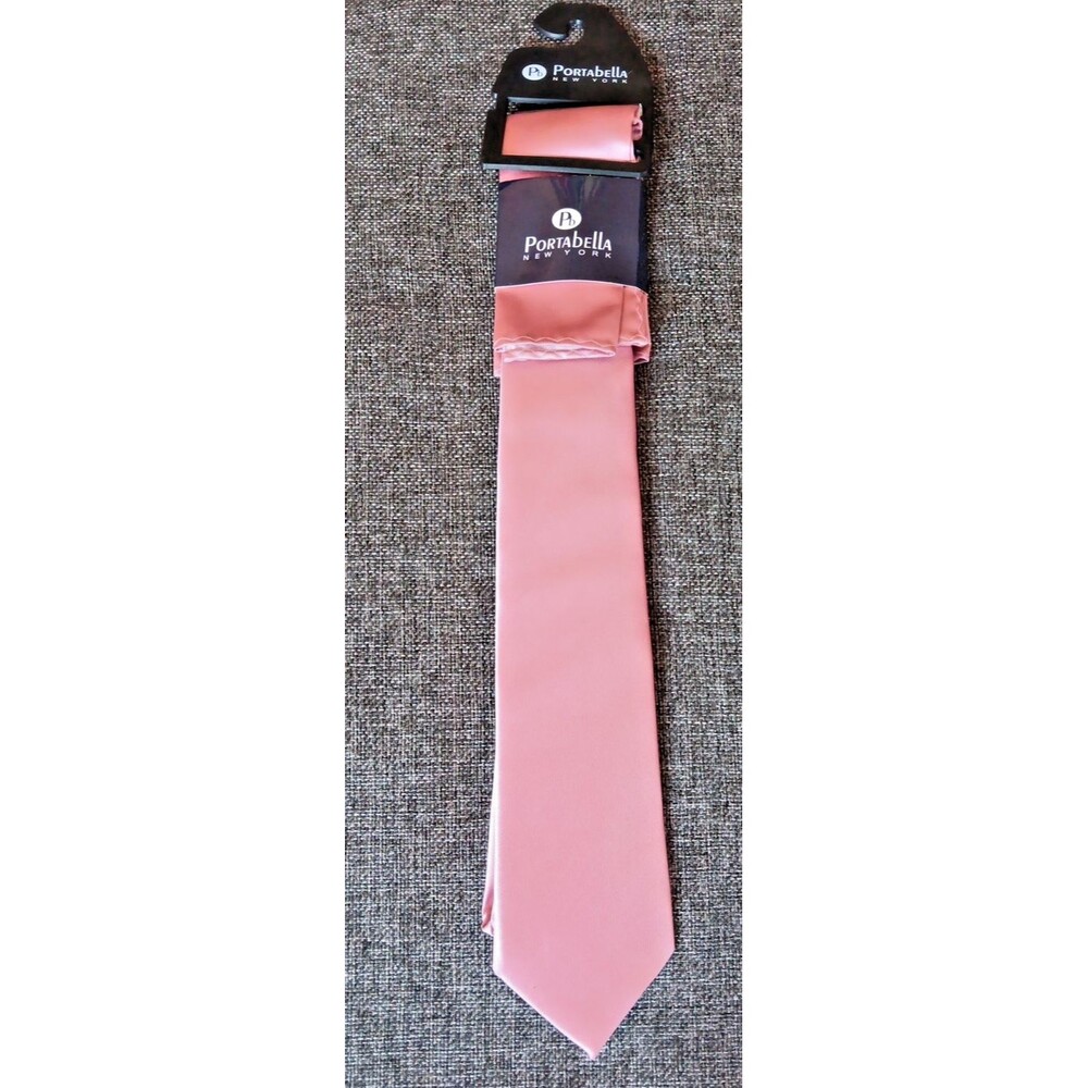 Tie 70s 80s 90s Y2K Mens New Portabella Pink Hankerchief 3 Wide 57 Long